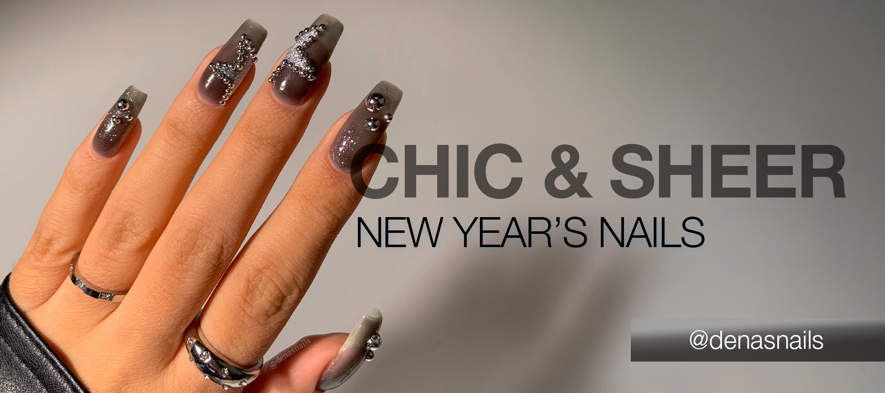 New Year’s Eve Nails, Elevated: A Chic, Studded Moment by @DenasNails